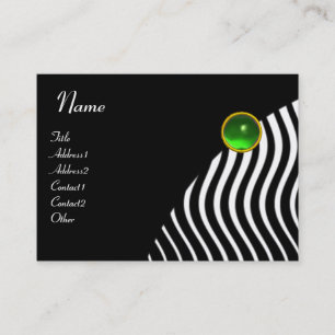 STYLISH WAVES MONOGRAM , black and white green Business Card