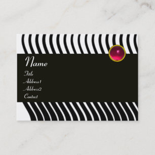 STYLISH WAVES MONOGRAM RUBY, black and white pink Business Card
