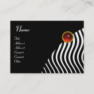 STYLISH WAVES MONOGRAM RUBY Black White Red Business Card
