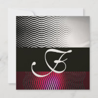 STYLISH WAVES MONOGRAM, Silver Red Ruby Burgundy