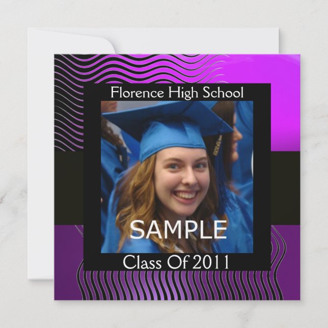 STYLISH WAVES PHOTO TEMPLATE MONOGRAM,Black Purple (Front)