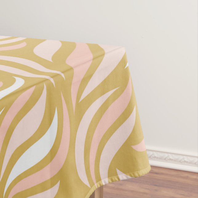 Stylish wavy lines beige pattern tablecloth (In Situ)