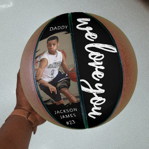 Stylish We Love You Brushed Effect Photo Basketball