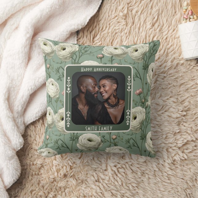 Stylish Wedding Anniversary Throw Pillow (Blanket)