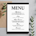 Stylish Wedding Black and White Modern Menu Card<br><div class="desc">Girly-Girl-Graphics Cards: Stylish Wedding Black and White Modern Menu Card</div>