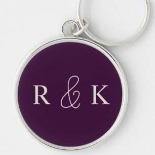 Stylish wedding couples monogrammed key ring