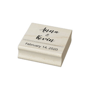 Stylish wedding date bride and groom names rubber stamp