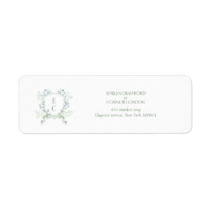 Stylish Wedding Floral Crest Classic Address Label Return Address Label