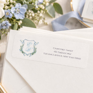 Stylish Wedding Floral Crest Classic Address Label Return Address Label