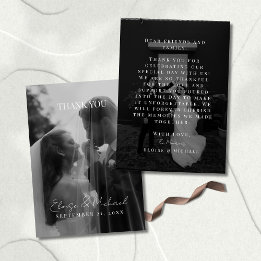 Stylish Wedding Photo Double-sided Thank You