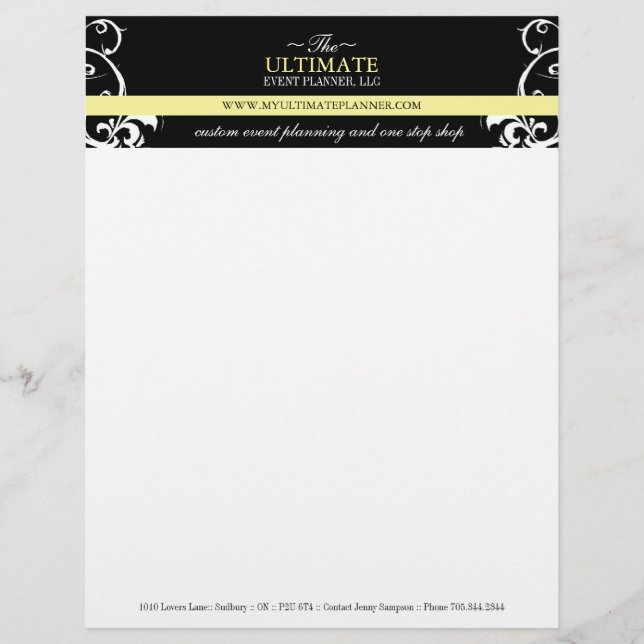 Stylish Wedding Planner Letterhead (Front)