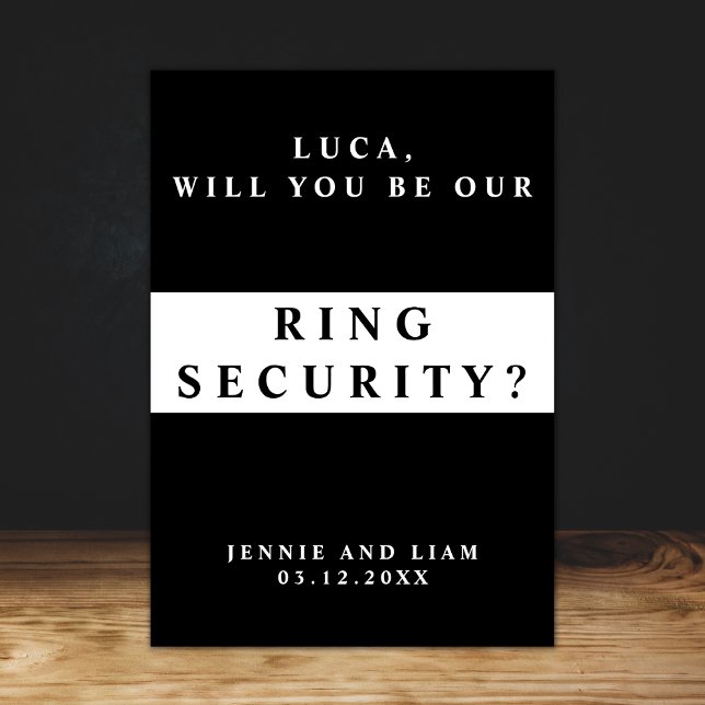 Stylish Wedding Ring Security Proposal Card  (will you be our ring security proposal card template be our ring bearer proposal wedding ring )