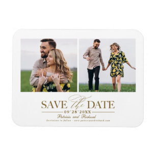 Stylish Wedding Save The  Date 2 Photos Magnet