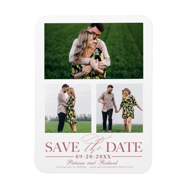 Stylish Wedding Save The Date Multiple Photos Magnet (Vertical)