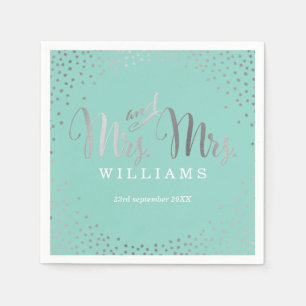 STYLISH WEDDING TABLE mini confetti SILVER mint Napkin
