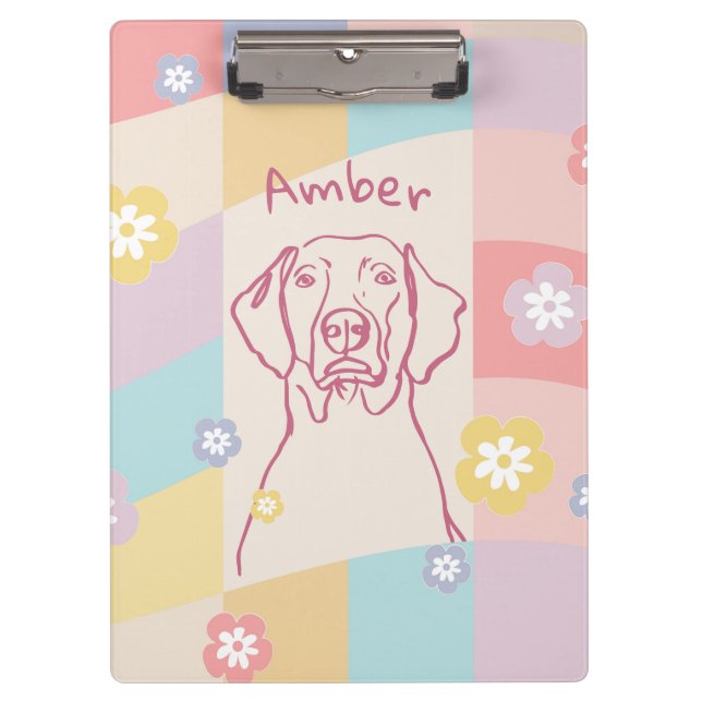 Stylish Weimaraner Simple Colourful Dog Clipboard (Front)