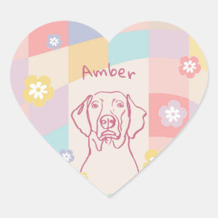 Stylish Weimaraner Simple Colourful Dog Heart Sticker