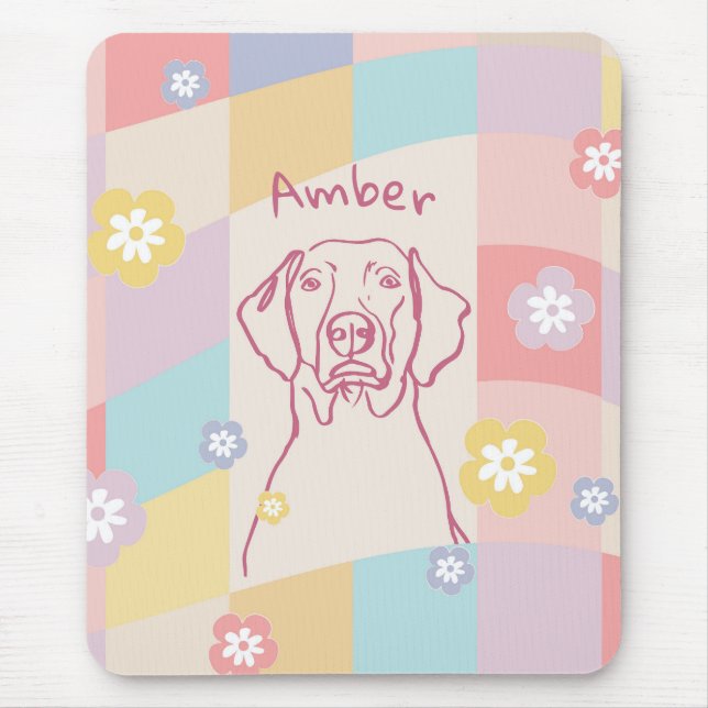 Stylish Weimaraner Simple Colourful Dog Mouse Pad (Front)