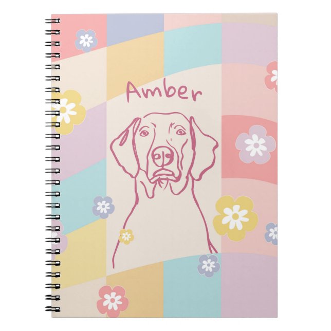 Stylish Weimaraner Simple Colourful Dog Notebook (Front)