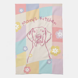 Stylish Weimaraner Simple Colourful Dog Tea Towel