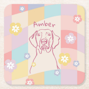 Stylish Weimaraner Simple Dog Square Paper Coaster