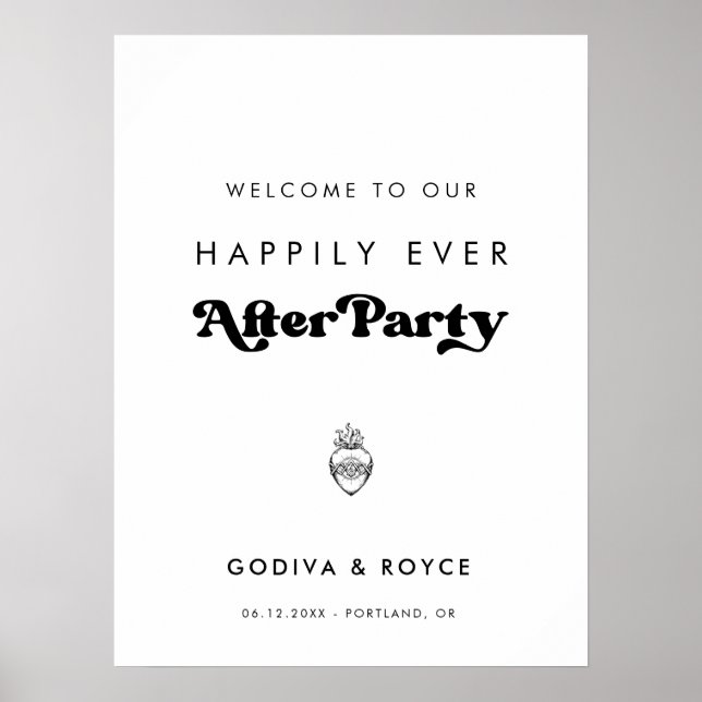 Stylish Welcome to our Happily Ever After Party Poster (Front)
