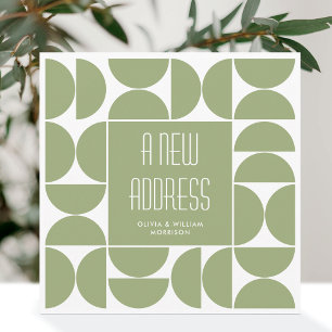Stylish We've Moved New Home Address Green Announcement