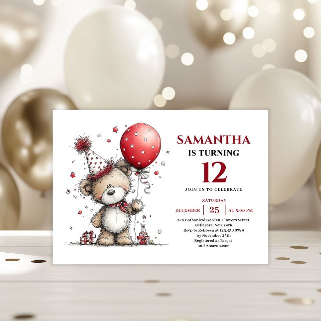 Stylish whimsical bear animals print kids birthday invitation (Stylish whimsical animals print kids birthday invitation

)