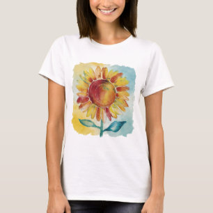 Stylish whimsical Boho Style watercolors Sunflower T-Shirt