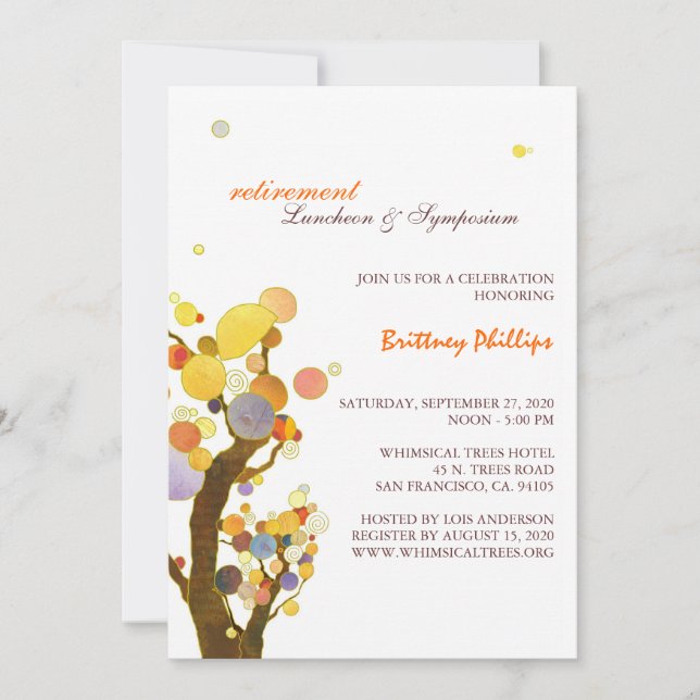 Stylish Whimsical Trees Retirement Party Invitation (Front)