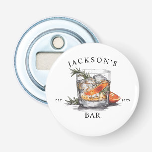 Stylish Whiskey Cocktail Name & Year Home Bar Bottle Opener