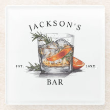 Stylish Whiskey Cocktail Name & Year Home Bar