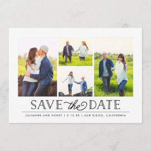 Stylish White 4 Photo Save the Date