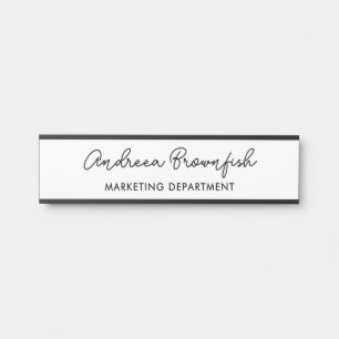 Stylish White And Black Basic Mnochrome Job Title Door Sign