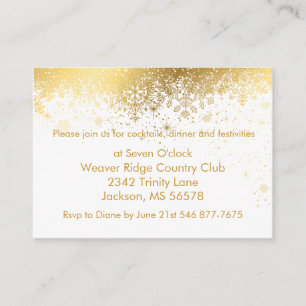 Stylish White and Gold Snowflakes Enclosure Card