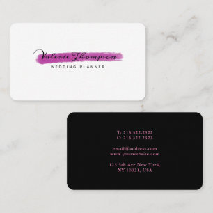 Stylish White and Pink Brush Stroke Signature Business Card