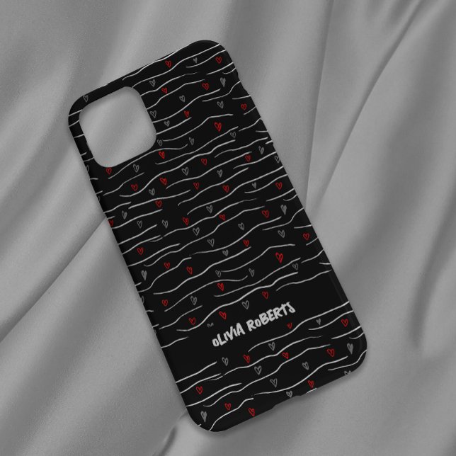 Stylish White Chalk Hearts Lines Pattern Personali Case-Mate iPhone Case (Creator Uploaded)