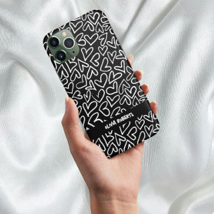 Stylish White Chalk Hearts Pattern Personalised Case-Mate iPhone 14 Case