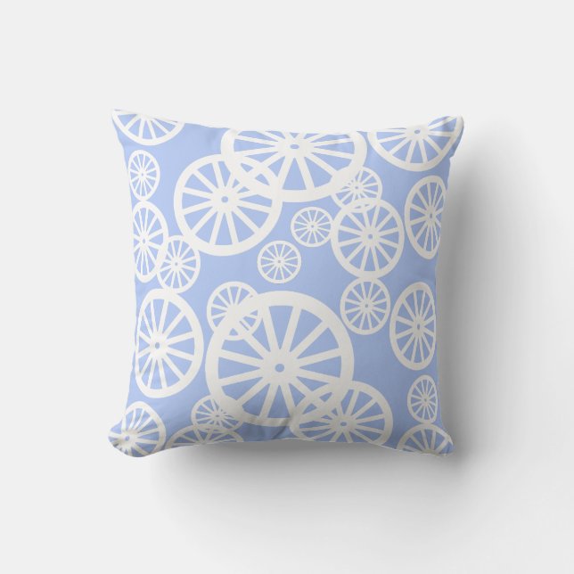 Stylish White Colour Wheels Circles Pillow Cushion (Front)