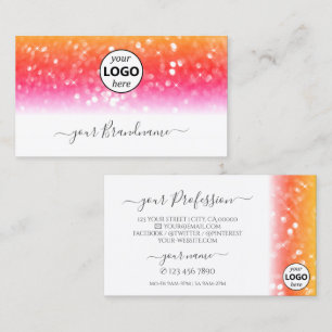 Stylish White Colourful Sparkling Glitter with Log Business Card