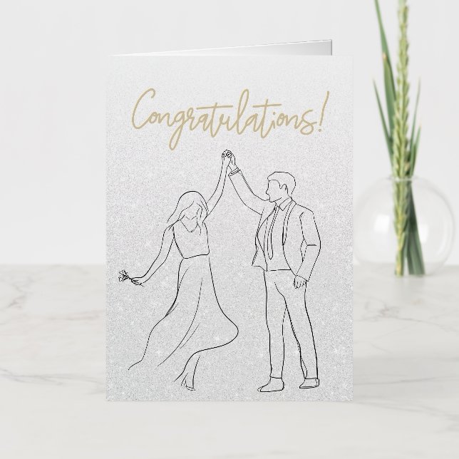 Stylish White Congratulations Wedding Card (Front)