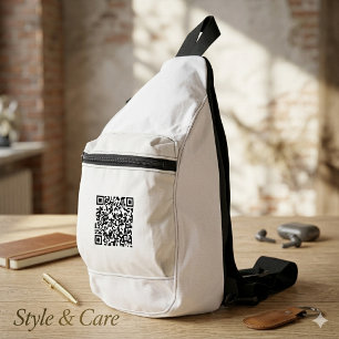 Stylish White Cut Sew Sling Bag with QR Code