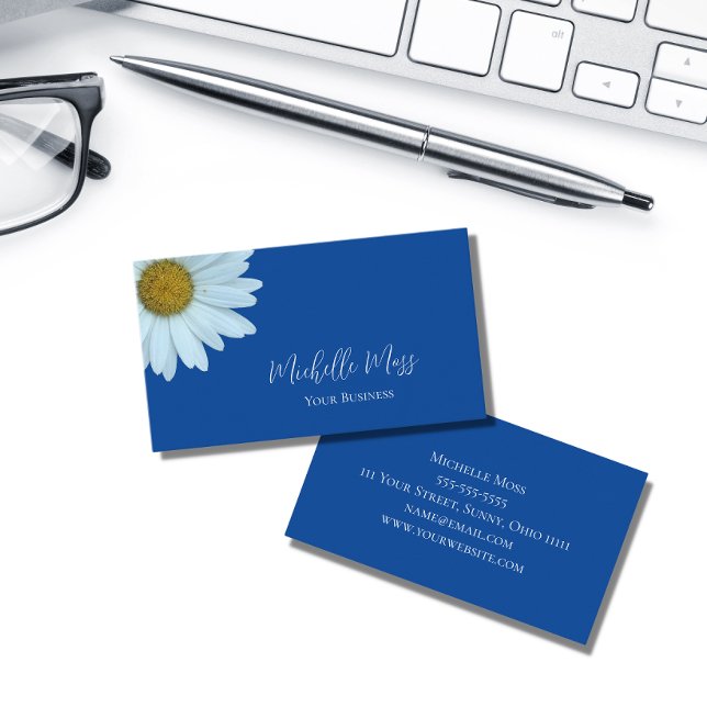 Stylish White Daisy Botanical Business Card (Creator Uploaded)
