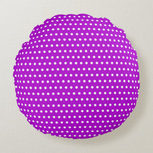 Stylish White Dots Pattern Lovely Purple Round Cushion