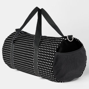 Stylish White Dots Pattern On Black Duffle Bag
