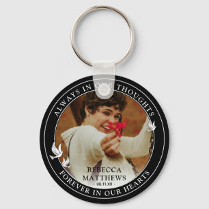 Stylish White Doves Photo & Memorial Keepsake Key Ring