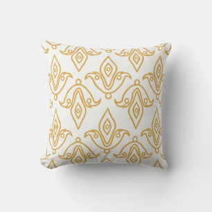 Stylish White, Gold, Fleur-de-Lys Pattern Cushion