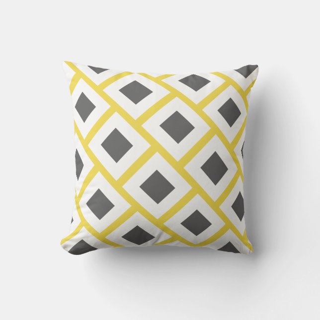 Stylish White Grey Blocks Geometry Cushion (Front)