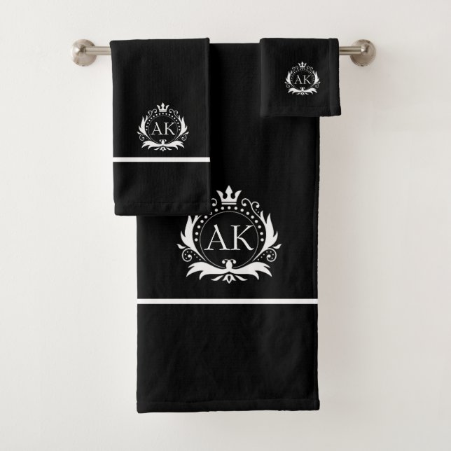 Stylish White Luxury Frame and Crown Bath Towel Set (Insitu)