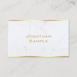 Stylish White Marble Gold Text Template Modern Business Card